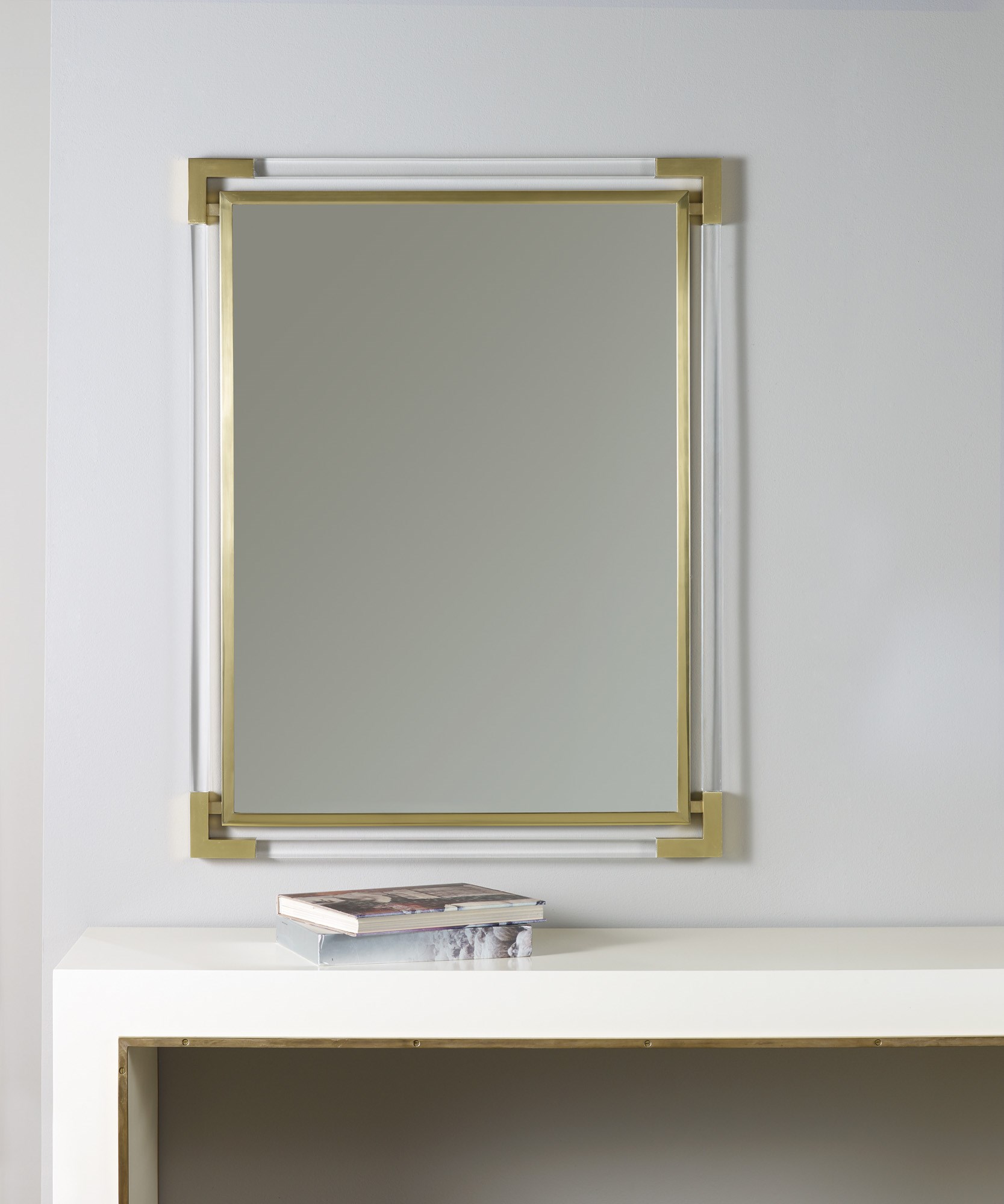 Brass Mirror With Plexi Accents Modern History