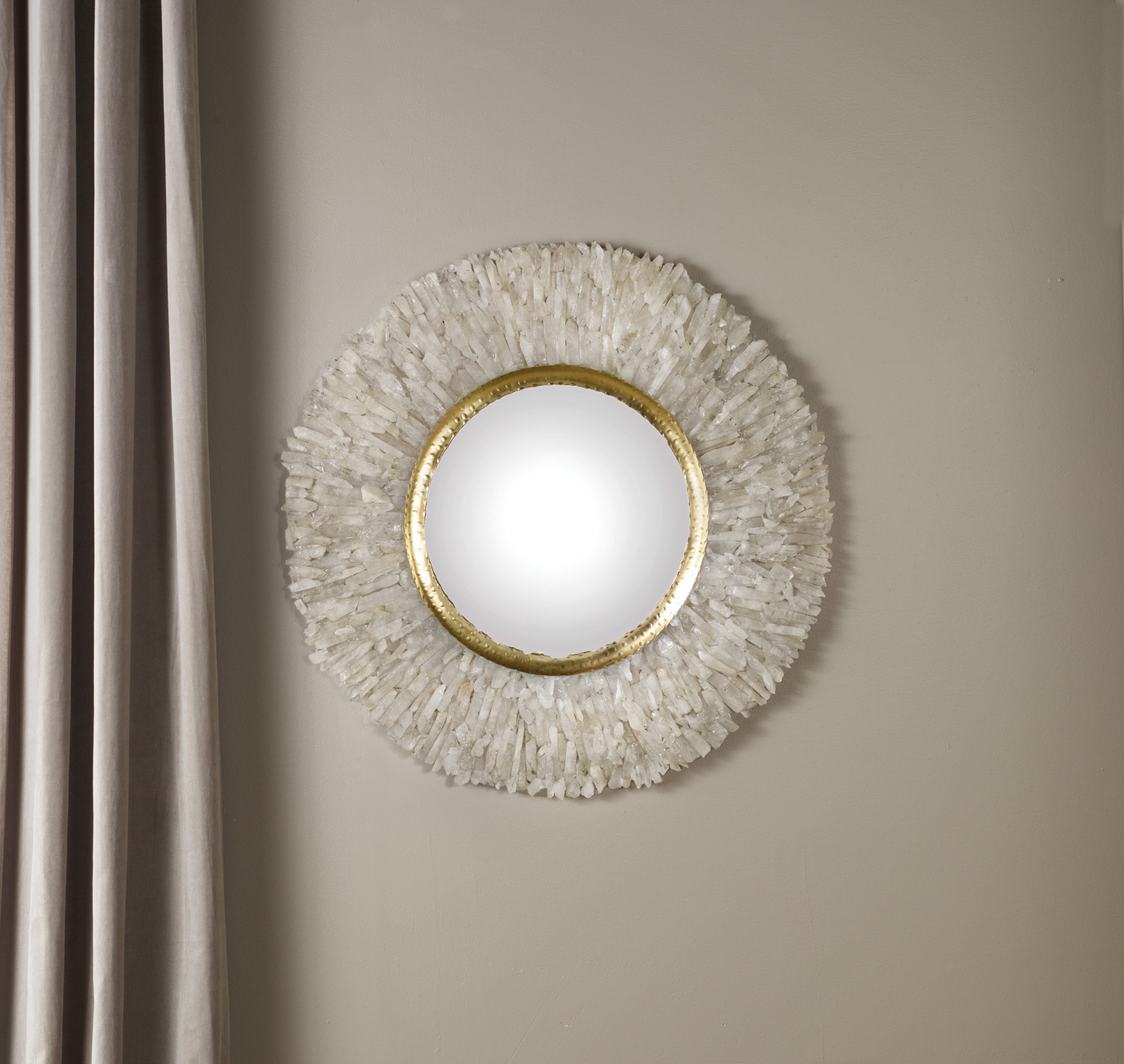 Round Crystal Mirror Accents Modern History