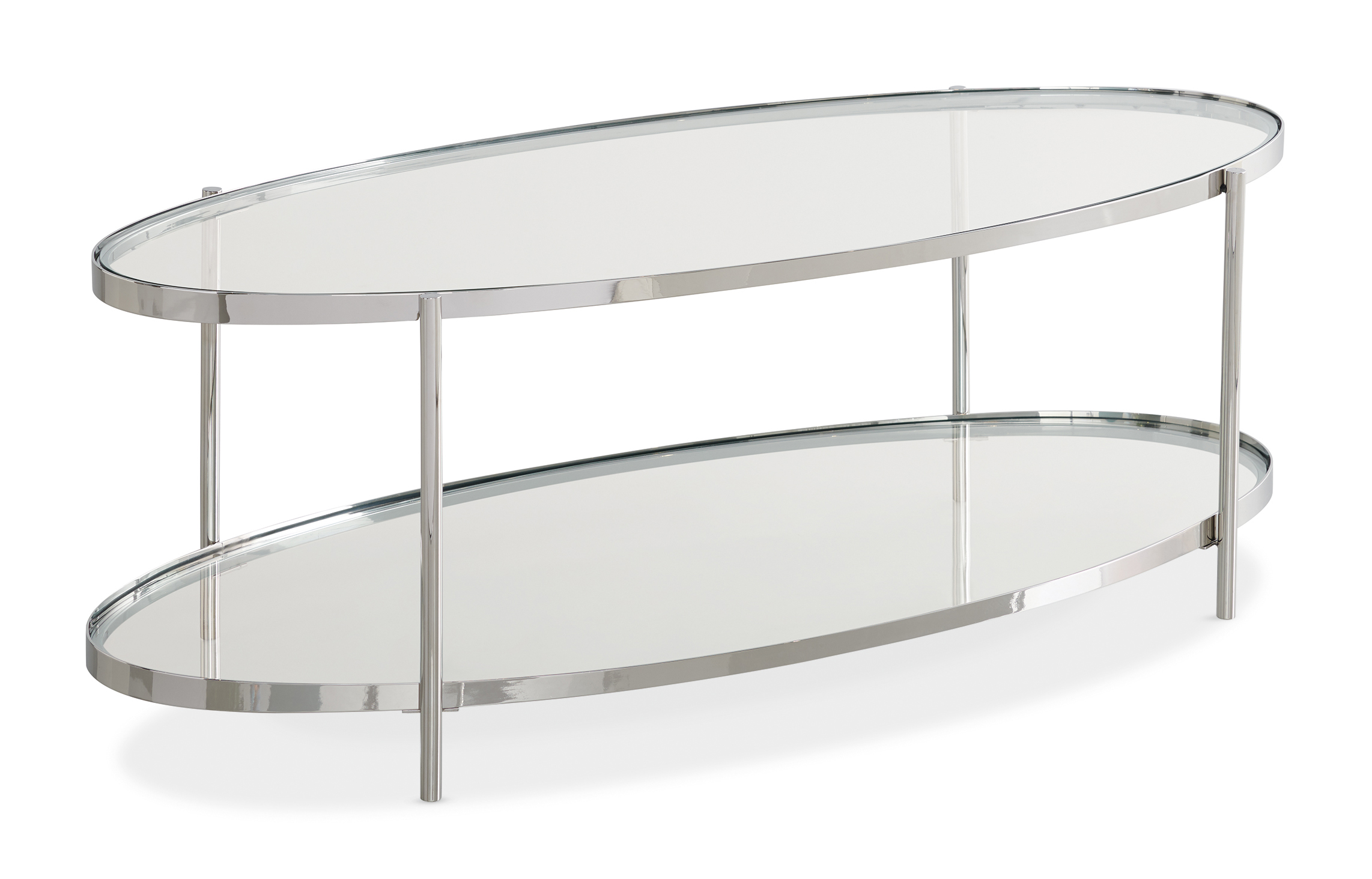 glass and chrome oval coffee table