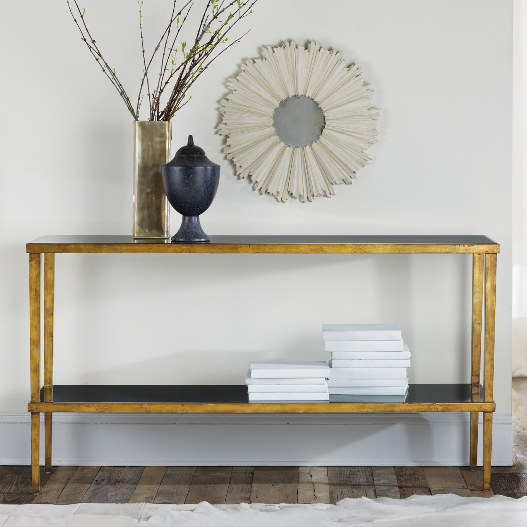 modern history home console table