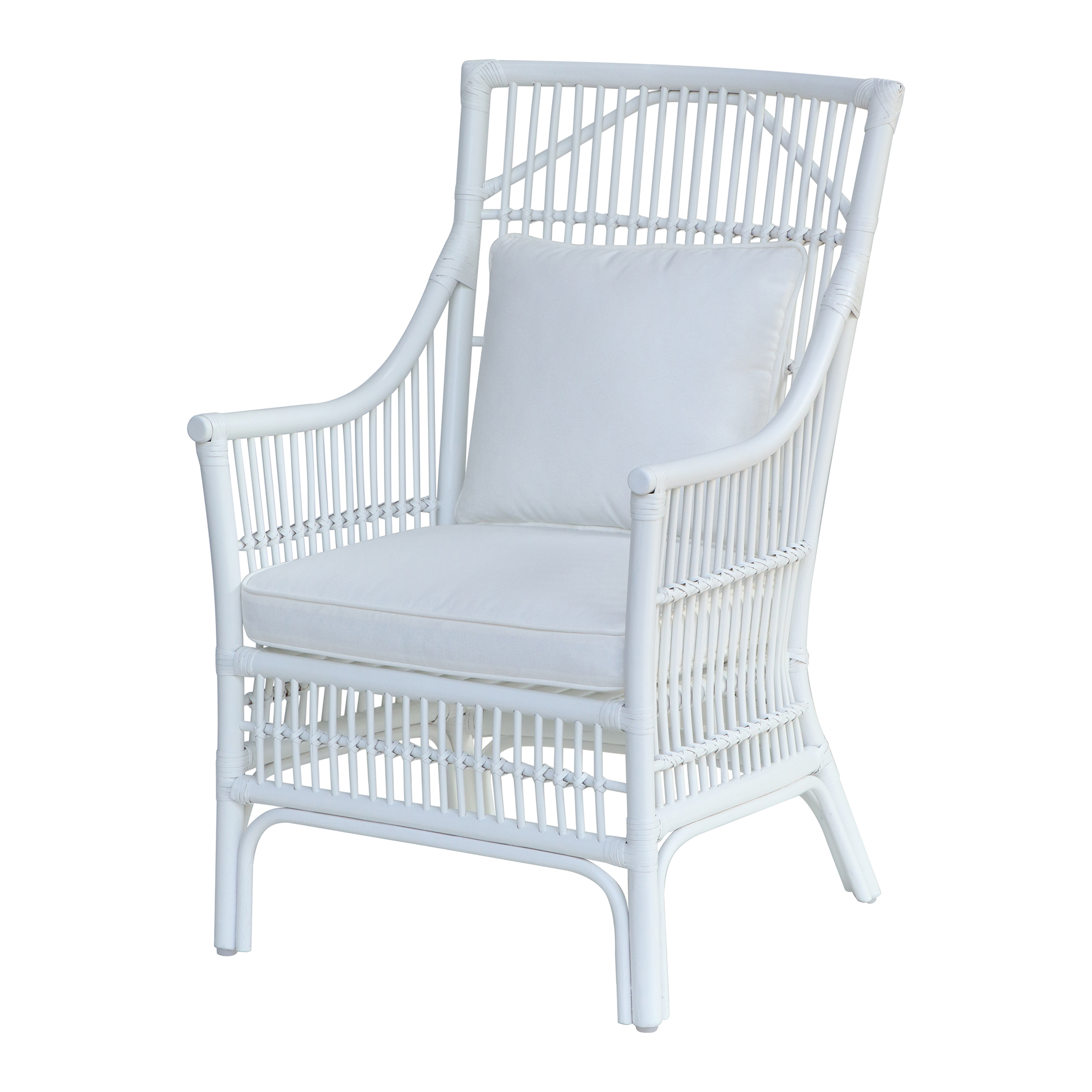 Winston II Rattan Arm Chair - White : dining room : dining chairs