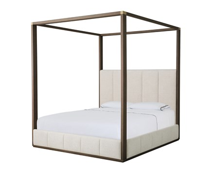 Carino Upholstered Canopy King Bed - Cocoa