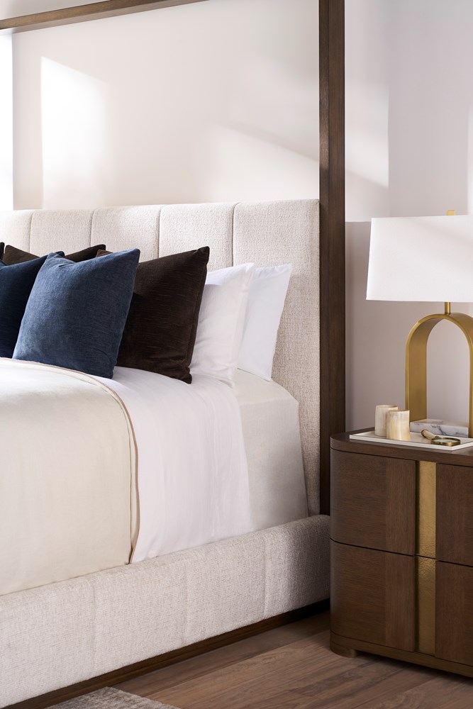 Carino Upholstered Canopy King Bed - Cocoa