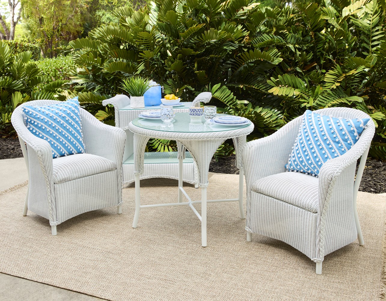 34" Round Outdoor Dining Table - White