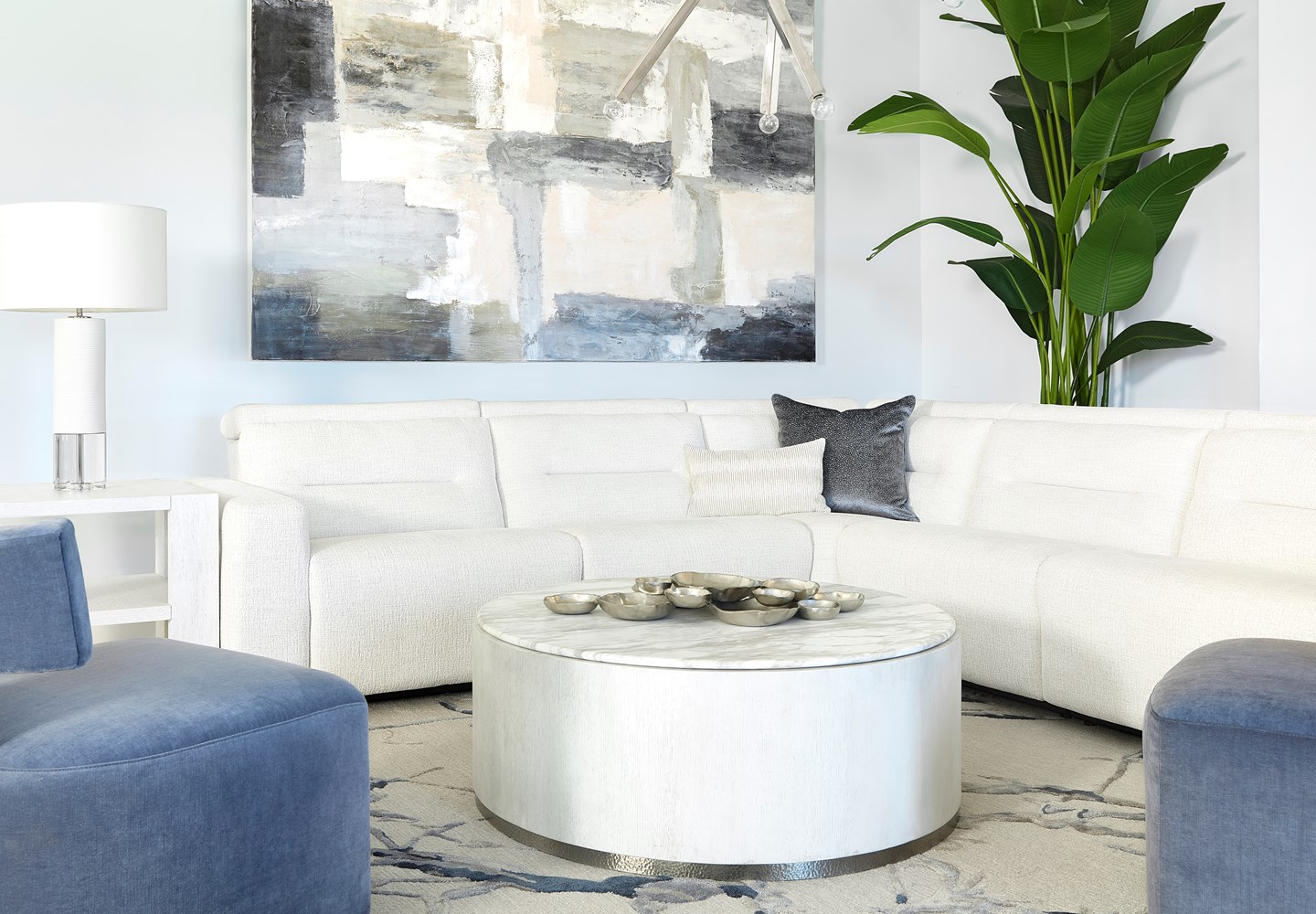 Carino Round Cocktail Table - Frost