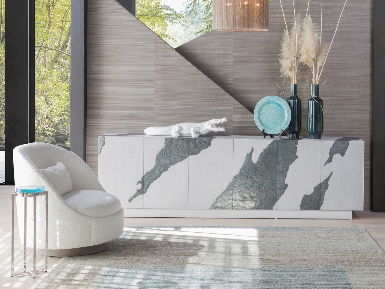 Contango White Long Media Console