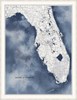 Florida Map Grande in Blue Water with Pearl Frame