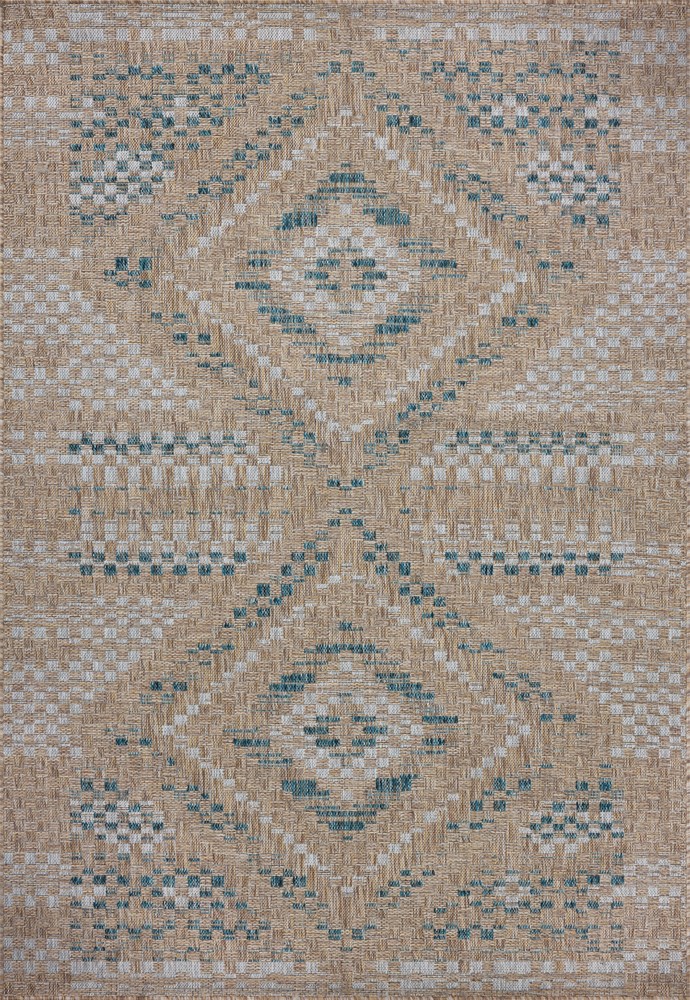 5X8 Topanga Outdoor Rug - Natural/Aqua