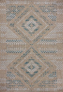 5X8 Topanga Outdoor Rug - Natural/Aqua 5X8 Topanga Outdoor Rug - Natural/Aqua