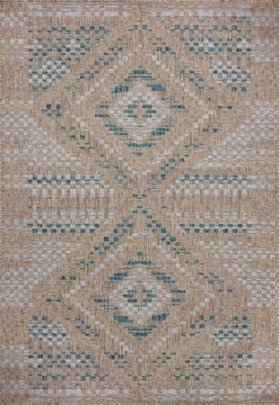 5X8 Topanga Outdoor Rug - Natural/Aqua