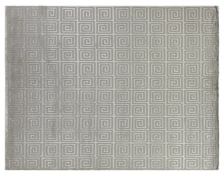 8' X 10' Silver Hand Knotted Rug