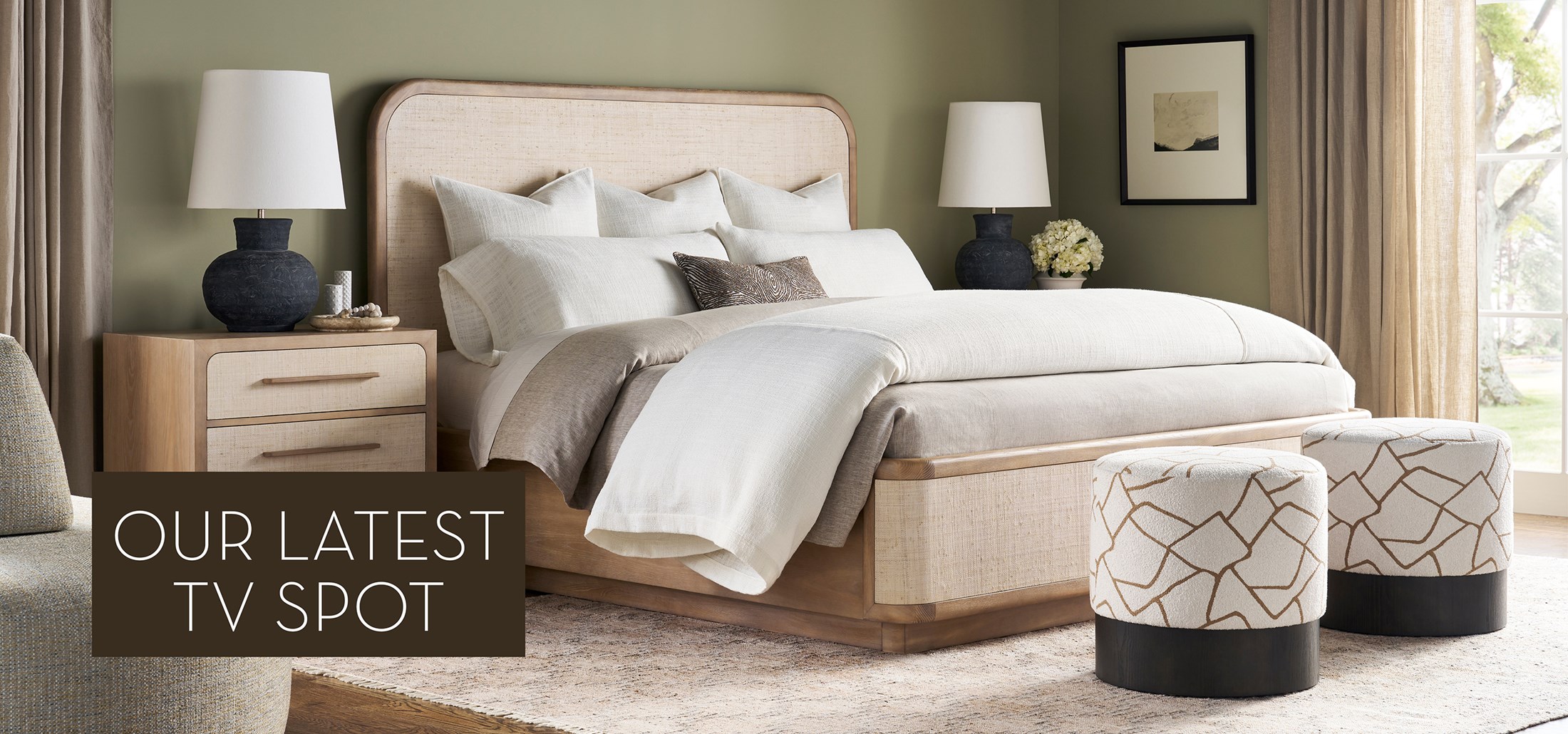 Image of the Reveal King Bed. Text: Our Latest TV Spot. Links to TV Spot on Youtube.