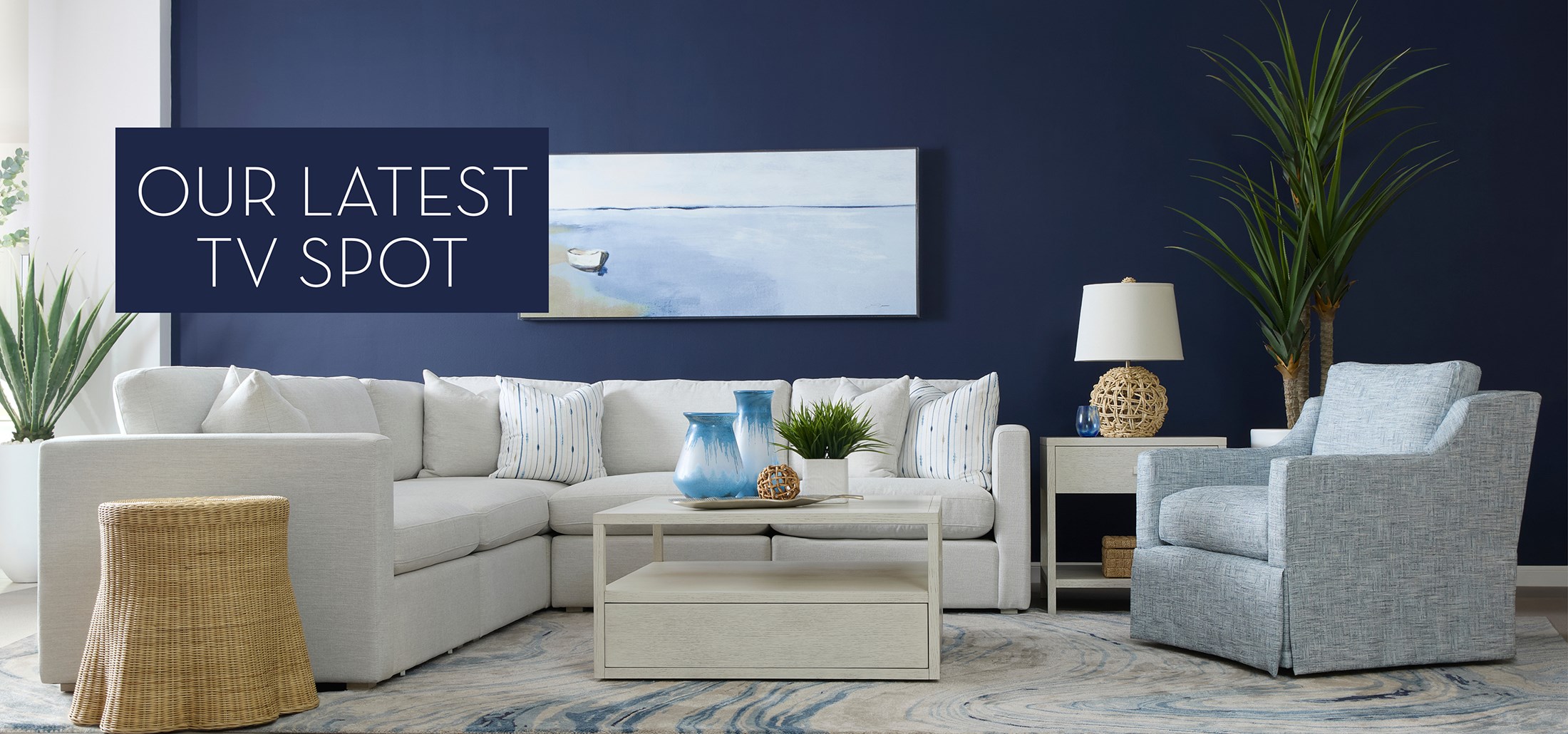 Image of the Pacifico living room. Text: Our Latest TV Spot. Links to TV Spot on Youtube.