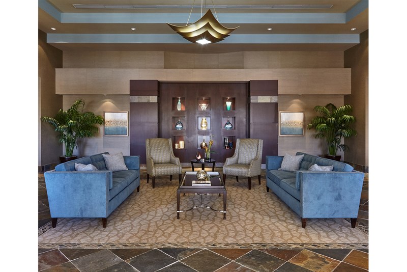 Paramount at Gulf Harbour lobby gathering area photographed by its design-project source