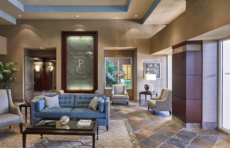 Paramount at Gulf Harbour lobby and entry seating photographed by its design-project source