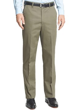 Berle-Classic-Khaki-100-Cotton-Twill-Pleated--Flat-Front-Self-Sizer-Option