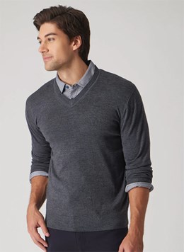 Raffi-Linea-Uomo-Italian-Merino-Wool-Full-V-Neck-Sweater